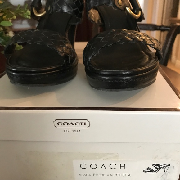 COACH PHEBE PLATFORM SANDALS BLACK 7 PREOWNED - Picture 5 of 9